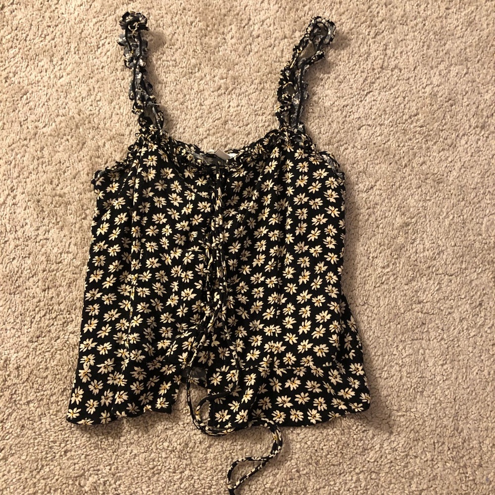 American Eagle Lace Up Cropped Tank Top
